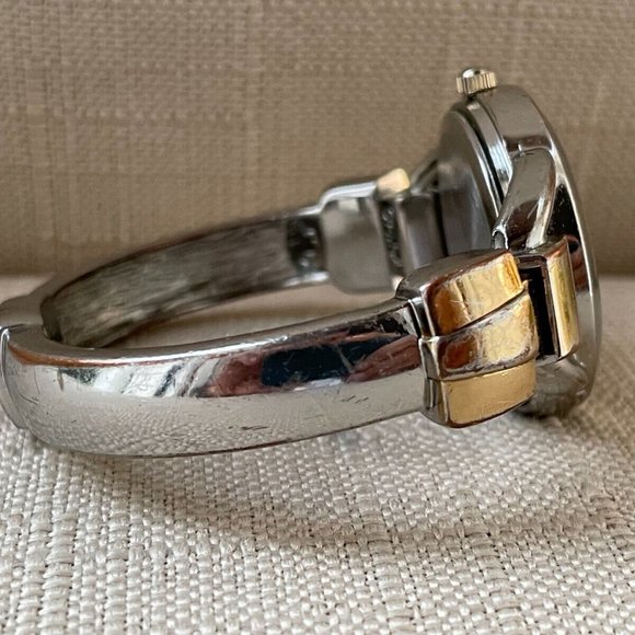 Studio Time Women Wristwatch Quartz Analog Watch Gold/Silver Tone Cuff Band - Picture 6 of 9